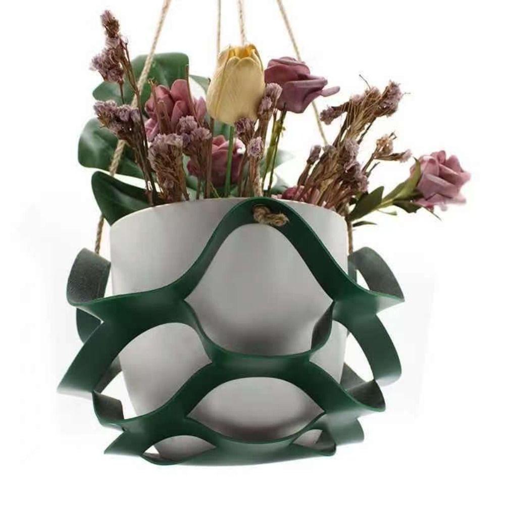 Ripple Leather Hanging Plant Basket Multiple Colors Woven Rope Hanging Planter Holder Flowerpot Net Bag Hanging Potted Basket