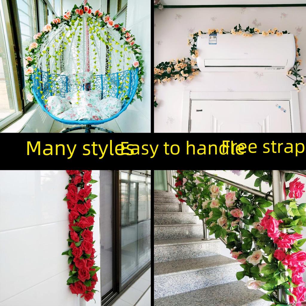 Artificial Rose Vine for Living Room Decoration, Air Duct Cover, Plastic Flower Garland