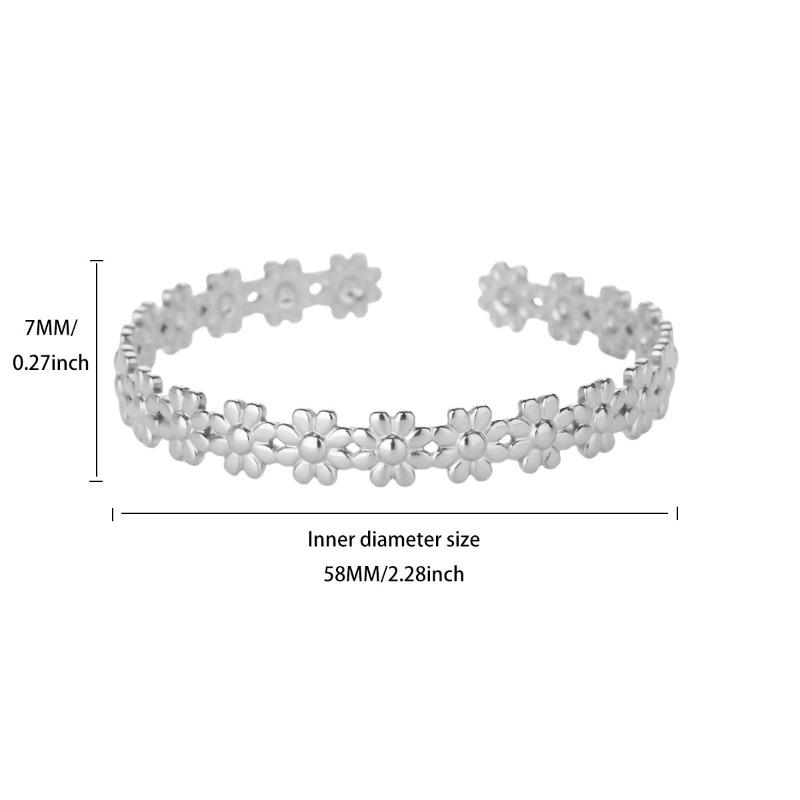 Fashion Daisy Flower Stainless Steel Bracelet Women's Open Bracelet K Gold Plated Jewelry