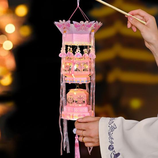 Spring Festival DIY Lantern Kit Chinese Traditional Handheld Lucky Lantern with Tassel And Ribbon Decor for Lunar New Year Wedding Birthday Decoration