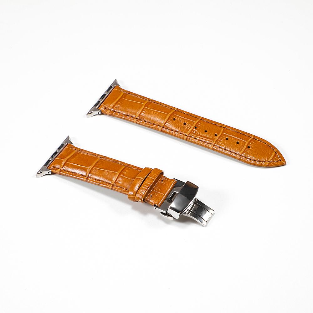 Кожаный ремешок для Apple Watch band 44мм 40мм 45мм 41мм 49мм 42мм 38мм Бабочка Пряжка Браслет iwatch серия 3 5 6 se 7 8 ultra