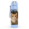 1PC Cat Surrounded By Rose Print 750ml Color Plastic Sports Water Bottle Leakproof Flip Straw Lid Suitable for Sports Office Home Use
