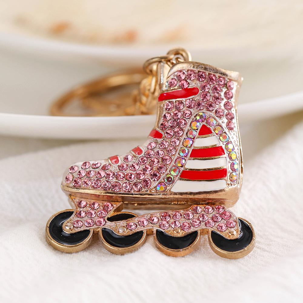 European American Diamond-Encrusted Skates Small Commodity Car Pendant for Metal Keychains Small Gift