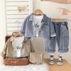 0-5-year-old Boys' Long Sleeved 3-piece Set, Boys' Fashion Suit, Children's Denim Jacket+white T-shirt+denim Pants