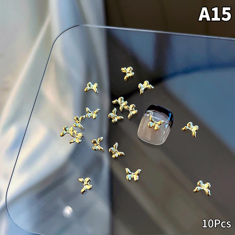 10 шт. роскошных кавайных бантиков для ногтей, 3D японский сплав, галстук-бабочка, украшения для ногтей, стразы, аксессуары для самостоятельного изготовления