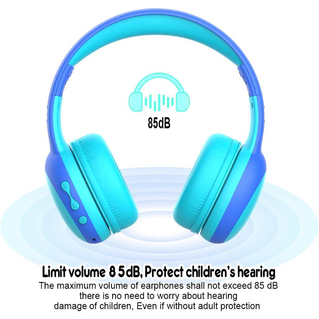 Детские наушники Bluetooth с микрофоном, детские беспроводные гарнитуры с защитой органов слуха с ограничением громкости 85 дБ, стереонаушники-вкладыши