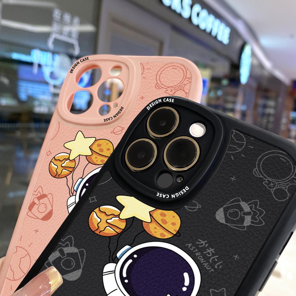 Тонкий мультяшный милый космический астронавт кожаный чехол для задней панели из искусственной кожи чехол для телефона Samsung Xiaomi Poco Redmi