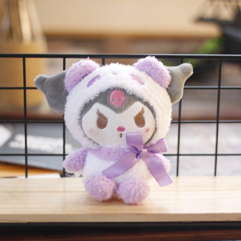 Плюшевая брелок-игрушка Sanrio Мягкая и милая Дизайн Kuromi Для фанатов аниме