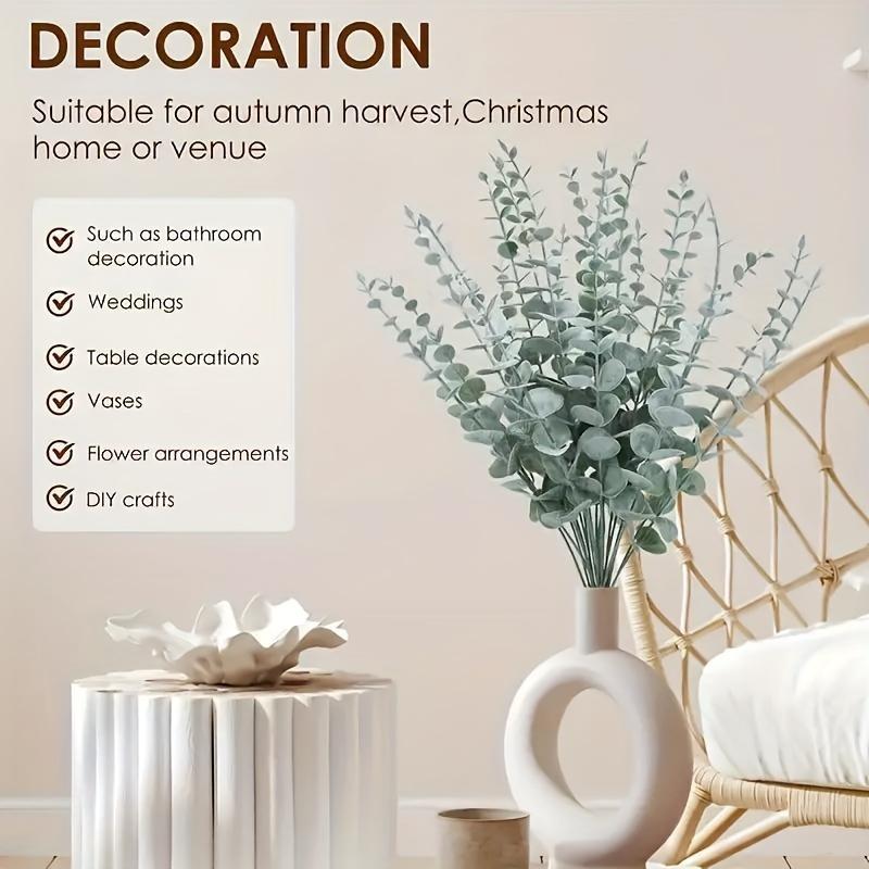 24 Реалистичные искусственные стебля эвкалипта - Универсальные для осеннего декора, свадебных DIY-композиций и стилизации интерьера