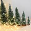Mini Christmas Tree Figurines Miniatures Plastic Winter Snow Ornament Xmas Party Resin Craft Miniature Landscape Decor Supplies