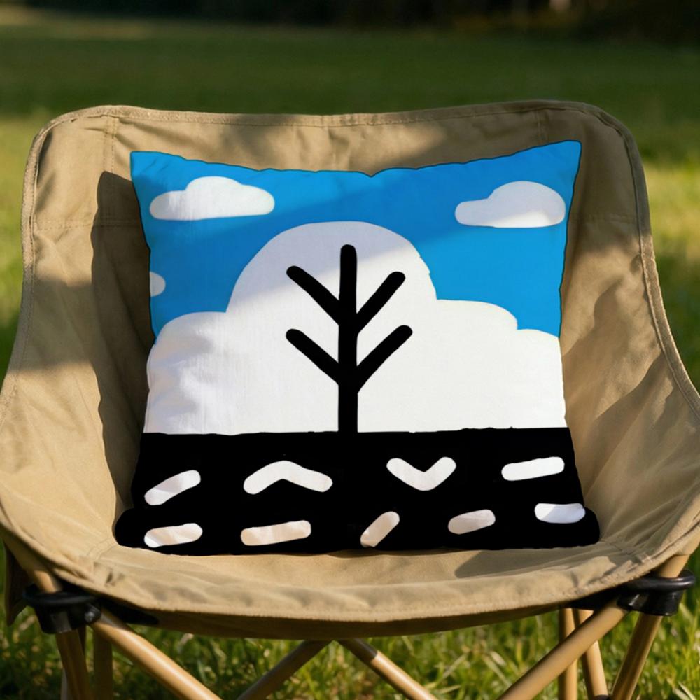 Handdrawn Floral Illustration Cushion Cover Soft Reversible Durable Pillow Use for Home Car Daily Comfort