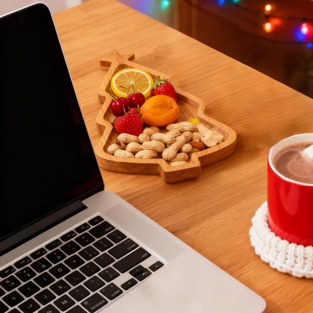 Рождественский Деревянный Поднос Рождественская Елка Рождественская Шапка Лось Тарелка Для Еды Хранение Еды Поднос из Массива Дерева Тарелка для Фруктов Десертов Украшения для Вечеринки