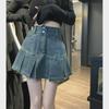 American Hot Girl High Waisted Denim Skirt - New Style, Mid-Length, Solid Color, Summer Lotus Design