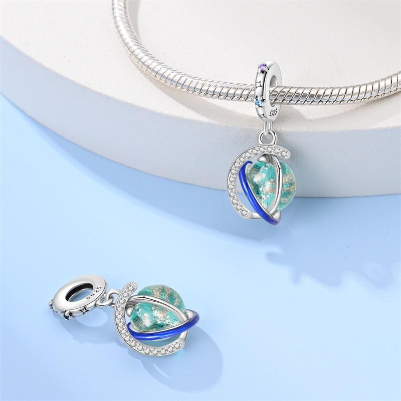 100% 925 Silver Luminous Rabbit Astronaut Planet Spaceship Charms Beads Fit DIY 925 Bracelets Necklace Jewelry