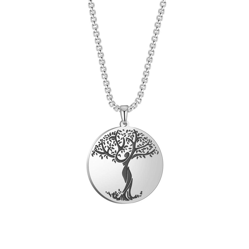 Fashion Life of Tree Necklace Stainless Steel Real Gold Electroplating Non-fading Pendant Jewelry