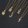 Stainless Steel Rhinestone 26 Letters Alphabet Pendant Necklace for Women Men Couple Fashion Jewelry Gift ARI