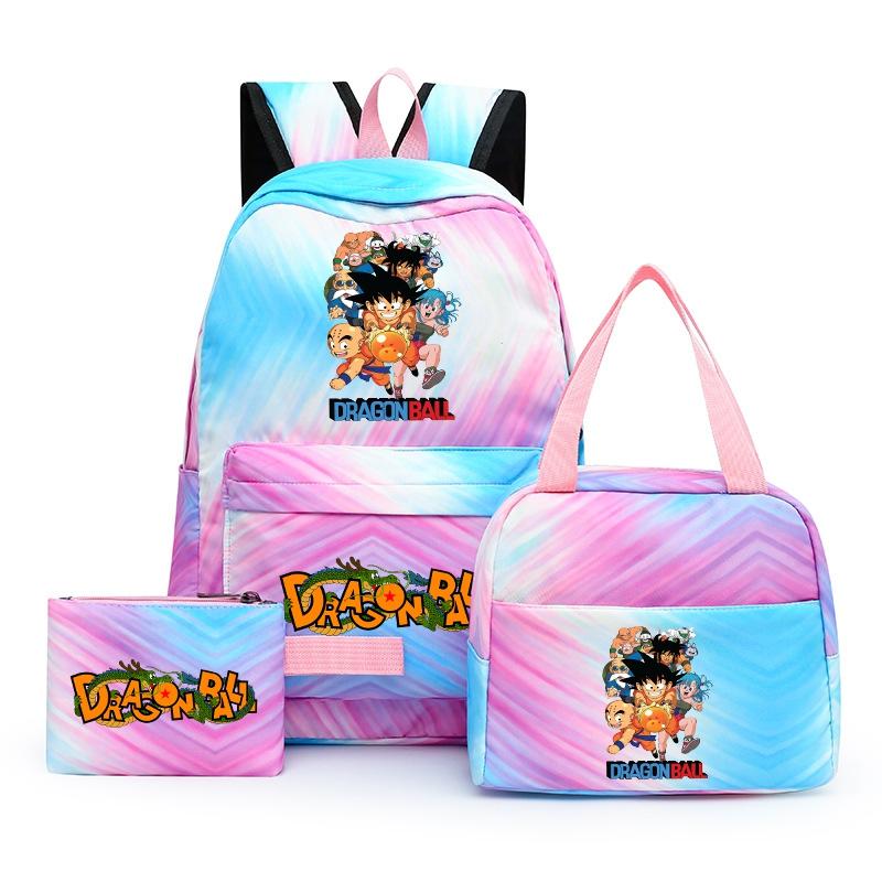 3Pcs/set Anime Dragon Ball Backpack for Girls Boys Back To Schoolbag with Lunch Bag Student Bookbag Men Women Travel Bag Mochila