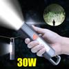 30 Вт Уличный фонарик Портативный Мощный свет Регулируемый фокус с боковыми фонарями-прожекторами Дальнобойный USB Перезаряжаемый светодиодный фонарь
