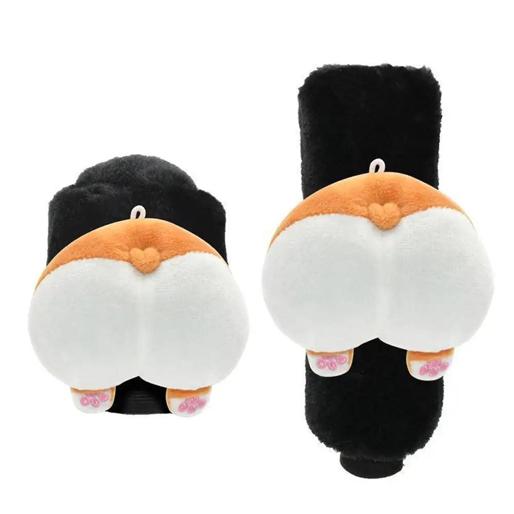 Милый мультяшный автомобильный чехол для рычага переключения передач, мягкий плюшевый чехол для автоматического рычага переключения передач, чехол для ручного тормоза, ремень безопасности, чехол для зеркала заднего вида, автомобильные аксессуары