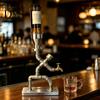 Bar Counter Whiskey Decanter Vintage Industrial Wine Dispenser, Metal Pipe Liquor Dispenser with Brass Tap, Countertop Unique Spirit Vodka Stand, Home