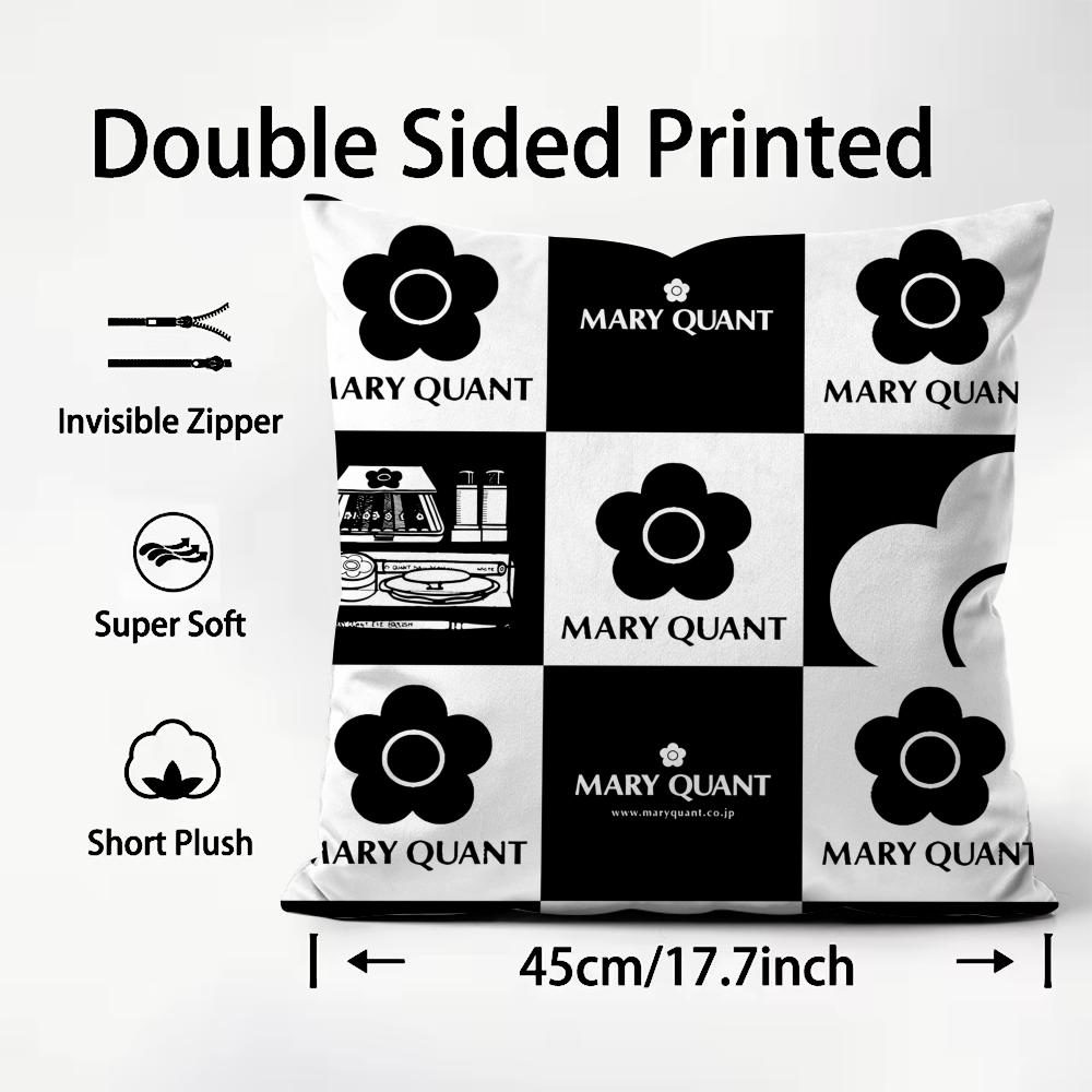 Fashion Brand MMary QQuant Cushion Cover Plush Fabric Soft DoubleSided Printed Sofa Warm Winter Home Child Gift Pillow Case