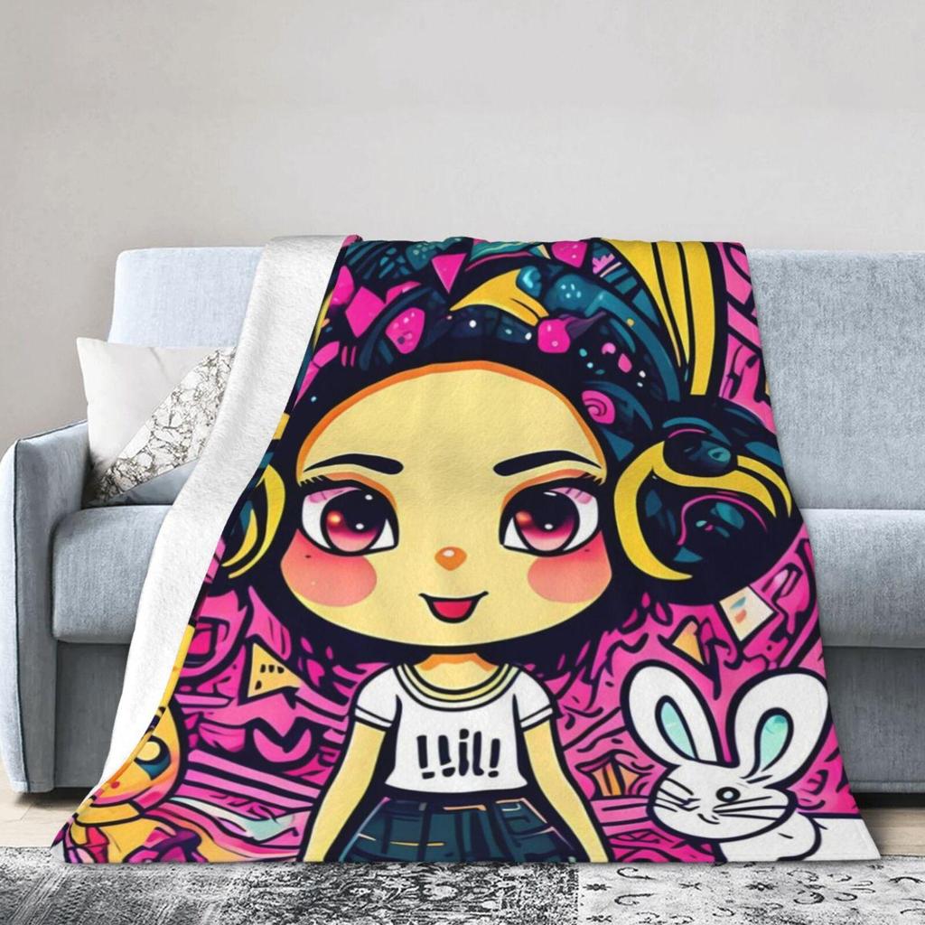 Fleece Throw Blanket 50"x60", Soft Cozy Warm Fuzzy Flannel Plush Blanket Fashion Bunny, Sofa, Bed, Living Room