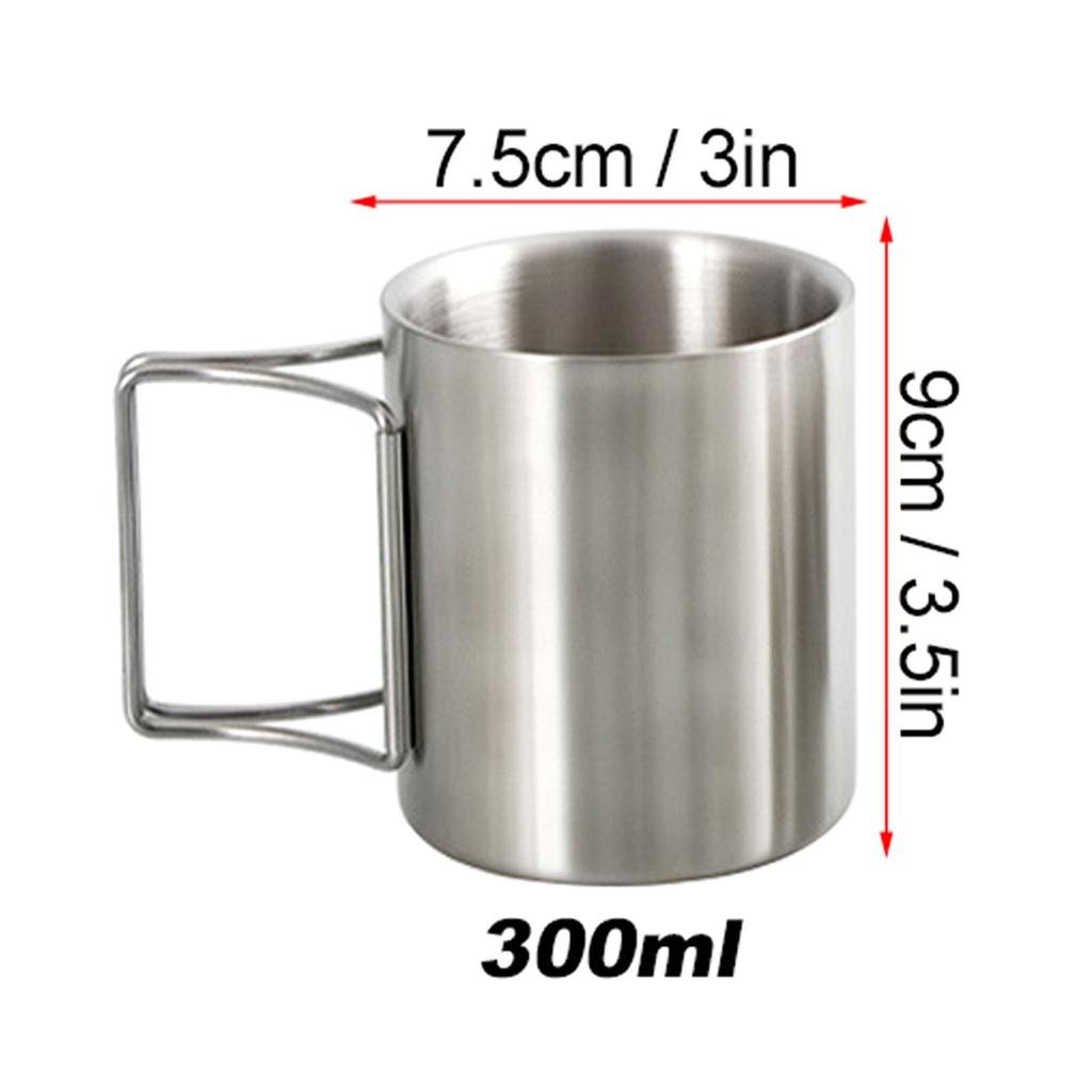 Кружка для кемпинга 200 мл/300 мл/400 мл из нержавеющей стали, кружка для воды, кружка для чая, кружка для кофе со складными ручками для активного отдыха, кемпинга, походов, Back