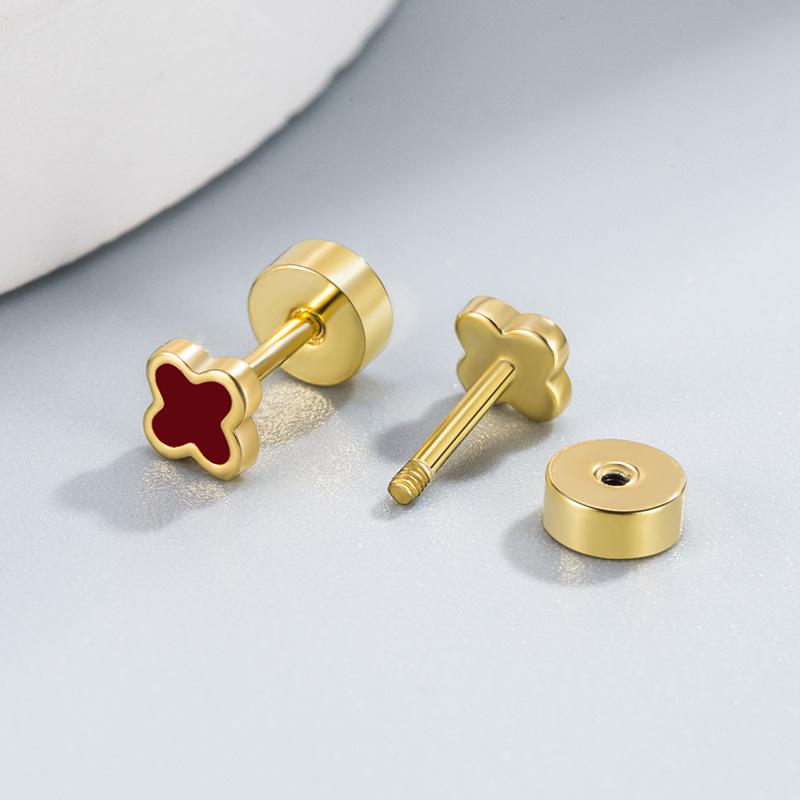 Высококлассное чувство моды Серьги с четырьмя листочками клевера Серьги Fine Tide Screw Cap Серьги для женщин