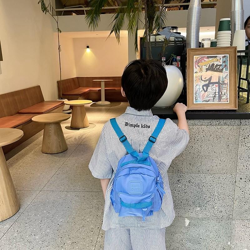 Playful Solid Color Toddler Backpack Ergonomic Shoulder Straps Preschool Essentials Durable Nylon Daycare Accessories