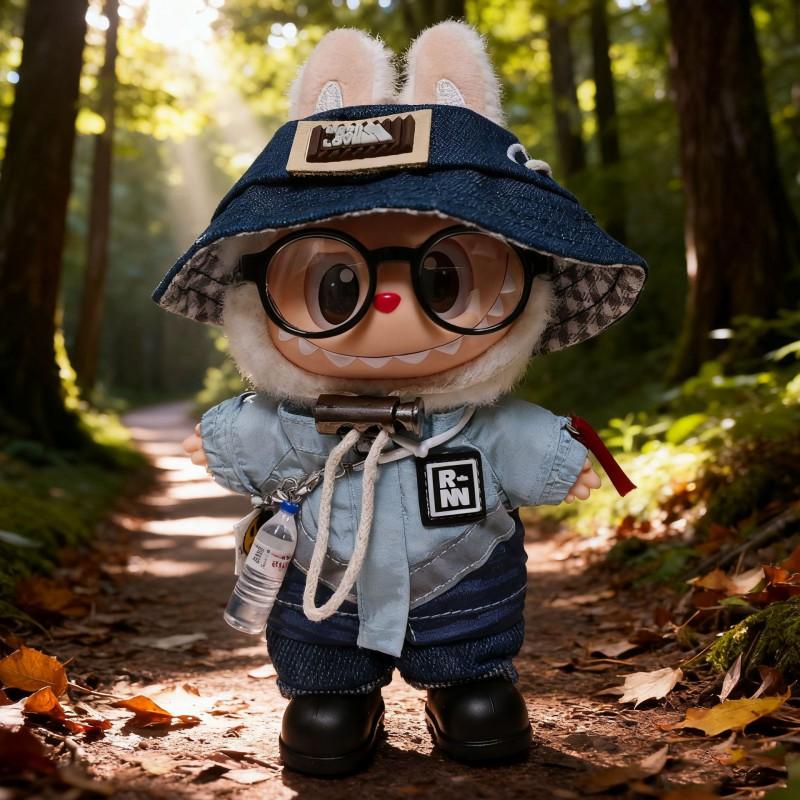 17cm Labubu Doll Outfit Set Sportswear Tracksuit With Hat Water Bottle Accessory Glasses 5 Or 6 Pieces