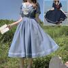 New Sailor Collar Navy Dress Japanese Lolita Sweet Bow-knot Girl Retro Kawaii Preppy Style Short Sleeve Dress Women