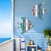 Yousheng 2Pcs/Set Wooden Fish Wall Decor Coastal Fish Wall Art Decorations Rustic Seaside Fish Wood Artistic Panel for Home Bathroom Beach House