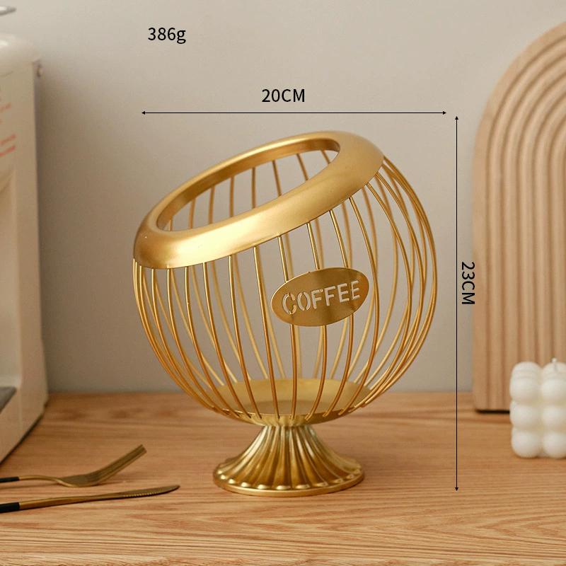 Творческая корзина для фруктов, железный органайзер для кофейных капсул, синяя корзина для хранения сухофруктов, диагональная корзина для бытовых товаров