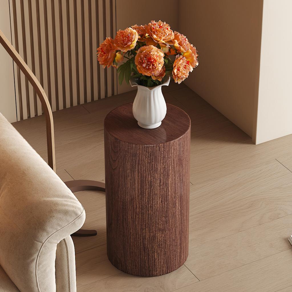 Elegant round walnut MDF coffee table – Modern living room decoration with minimalist design. Can be used as a side table, sofa table, or tea table.