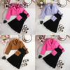 Girls Autumn Clothes Fashion Children Jacket + Dress + Bag 3 Piece Sets Suspender Dress Suit for Kids