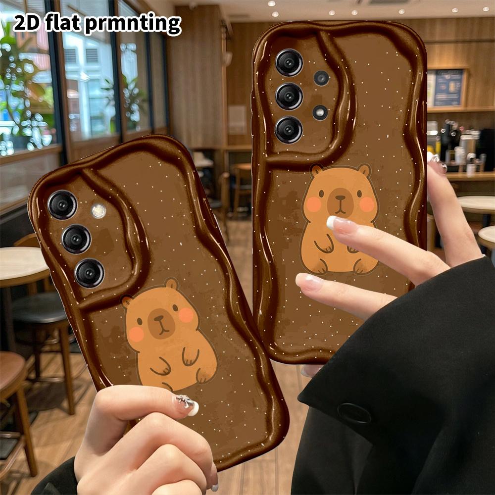 Phone case: 2D flat Samsung Galaxy A34 A35 S20 S22 S21 FE Plus Ultra case, dark brown polka dot capybara, Christmas and Halloween gift