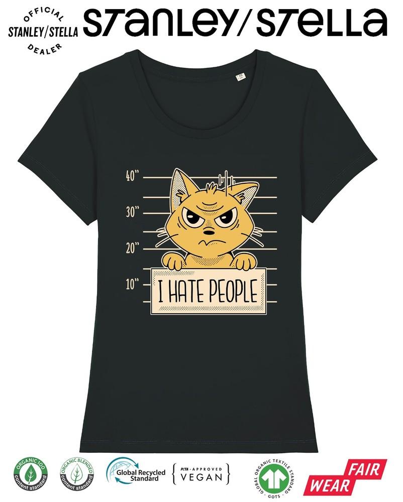 I Hate People Funny Cat T-Shirt Womens Pet Gift / Premium Quality