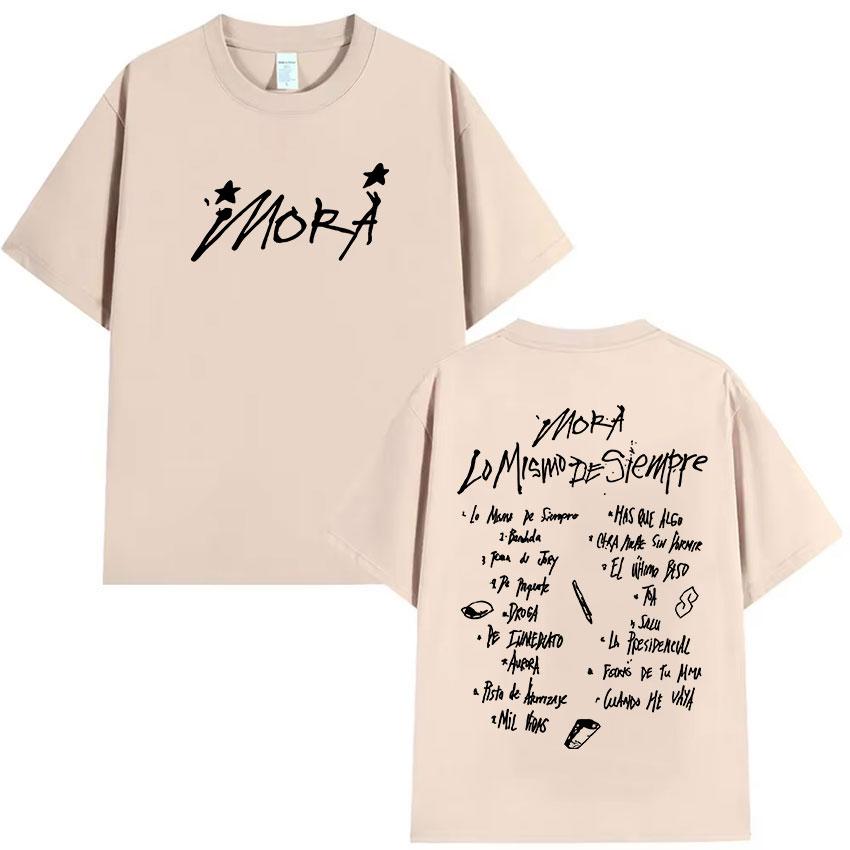 2025 Summer Singer Mora Lo Mismo De La Otra Vez Tour Album T Shirts Men Women ONeck High Quality Cotton TShirts Streetwear