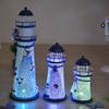 Ocean Flash Lighthouse Fishing Net Starfish Shell Metal Beacon Tower Ornaments