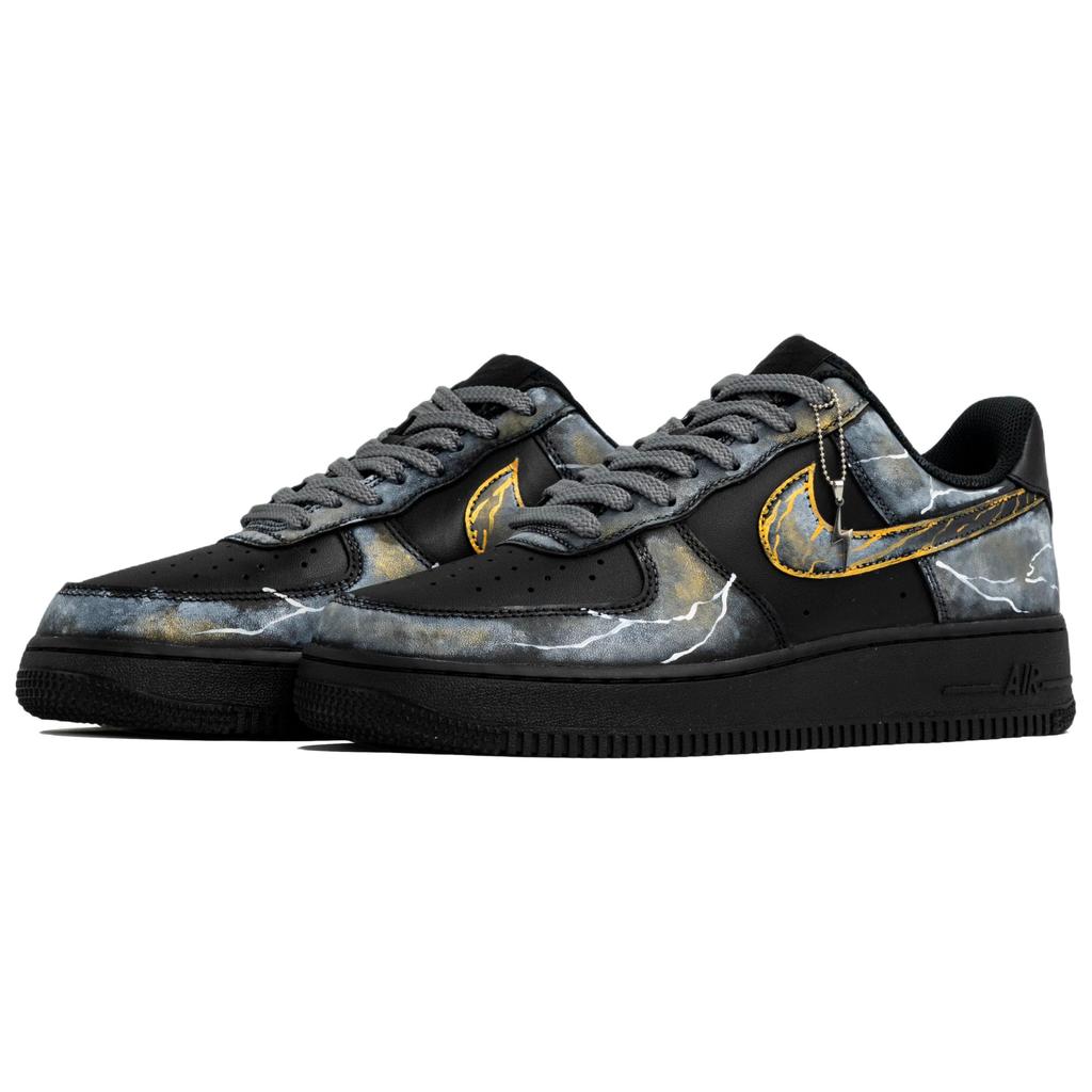 Nike Air Force 1 Kaleidoscope, Divine Thunder, Shopping Bag Abrasion Resistant Low top Skateboard Shoes Men's Black CW2288-001(Team113-S-BOX)