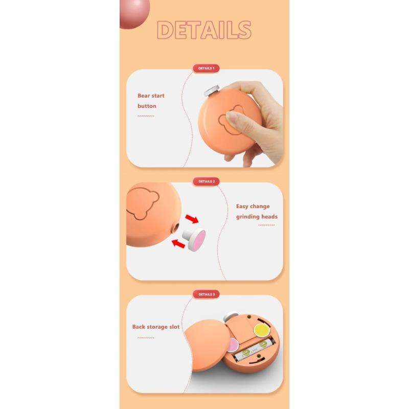 Детский электрический набор для стрижки ногтей, детский маникюрный набор с полировщиком 6 шт. для новорожденных