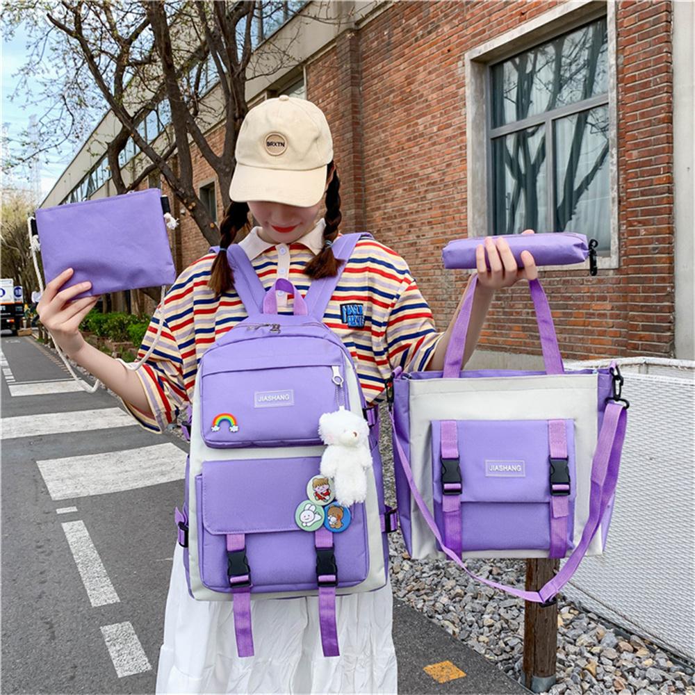 New Schoolbag Four-piece Backpack Simple Bag