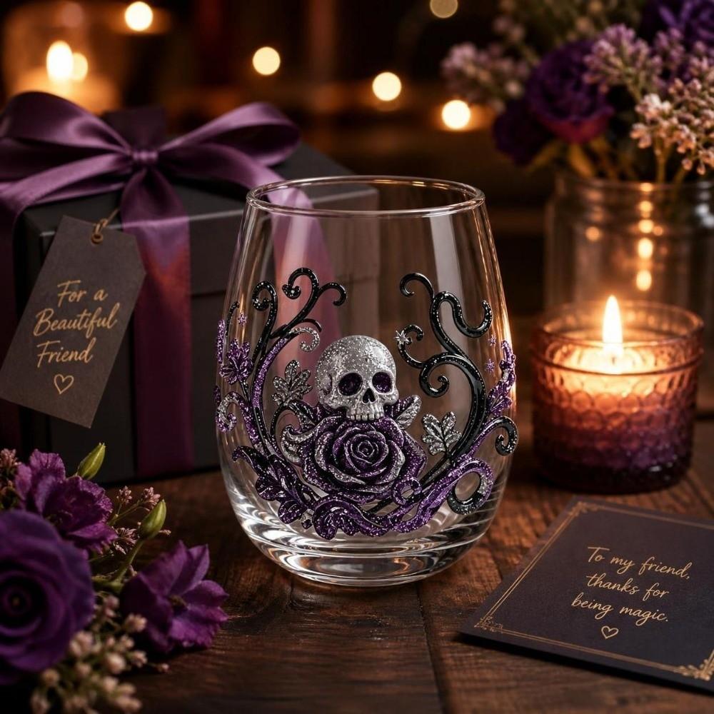 Skull Ghost Tentacle Halloween Glass 2D Print Clear Stemmed Cup Party Cup Drinking Wine Cup Wine
