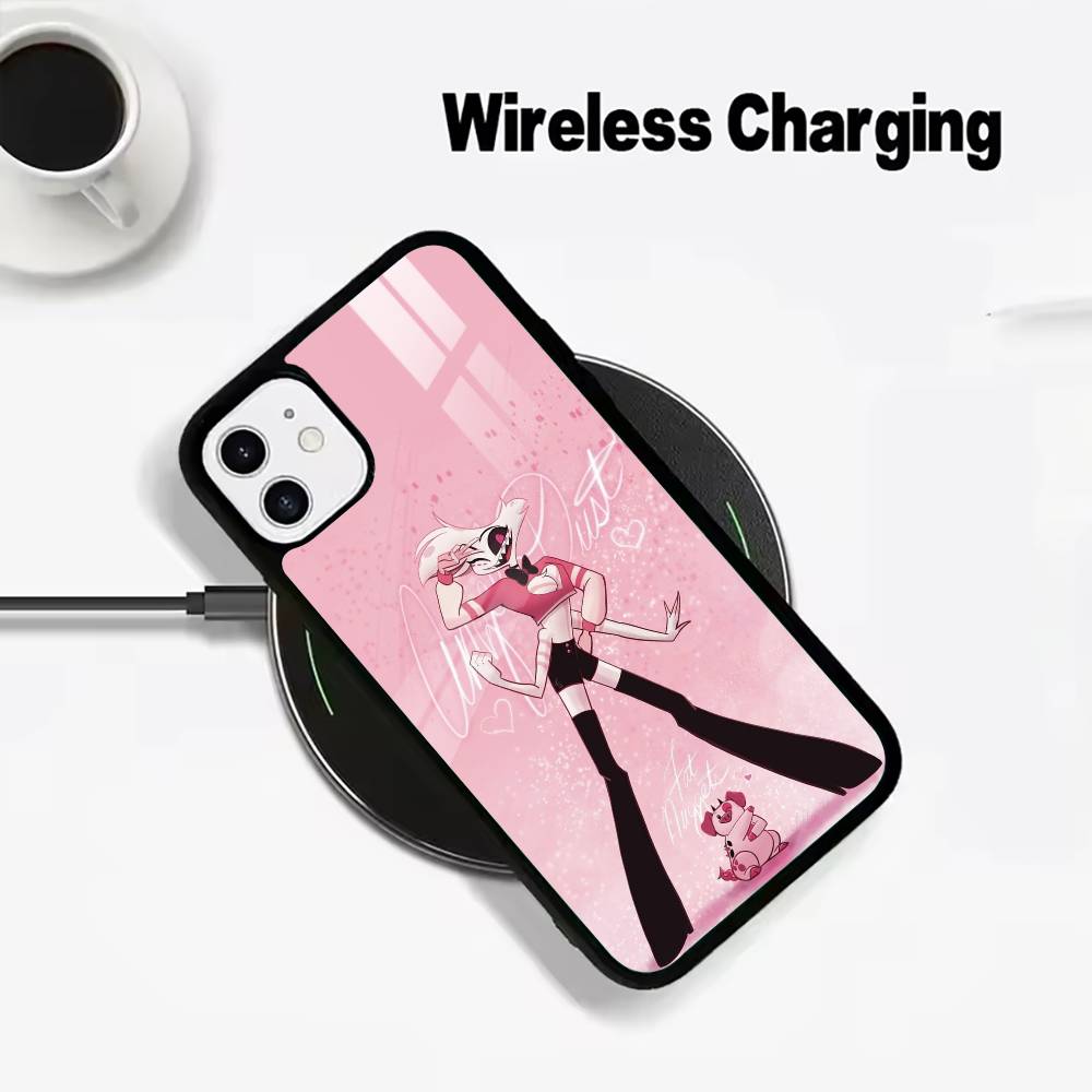 A-Angel Dust H-Hazbin H-Hotel Phone Case For IPhone17 16 15 14 13 12 11 Pro Max 16/15/14Plus Wireless Charger Cover Funda