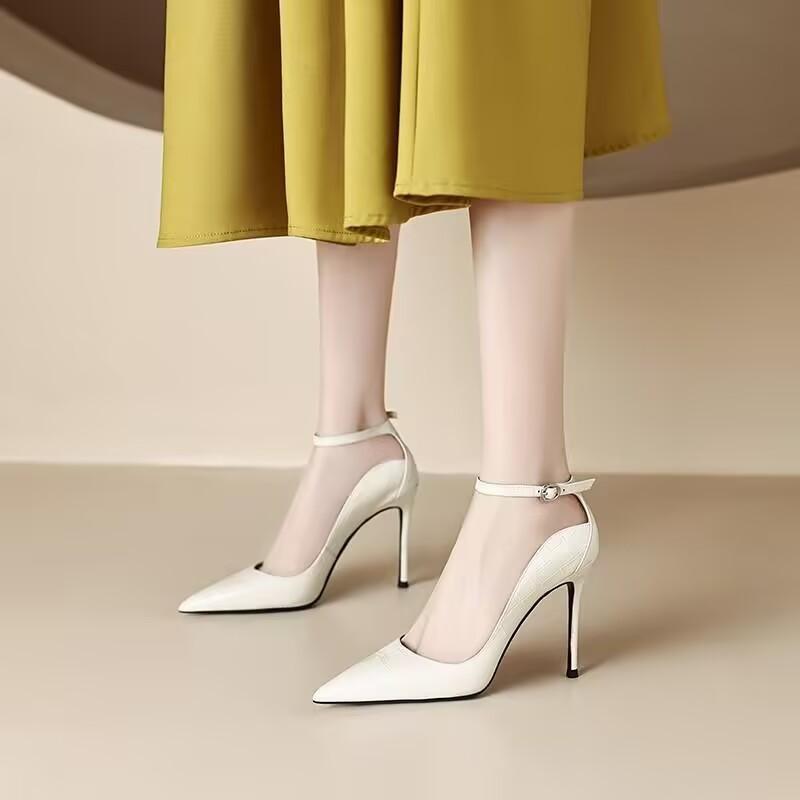 Fashion Women's Fashion Slim Heel Shoes Spring New Pointed Head Shallow Mouth with A Slip-on Anti-slip Wear-resistant High Heels