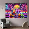 Vibrant Bar Room Tapestry, Illuminated Liquor Bottles Background Cloth
