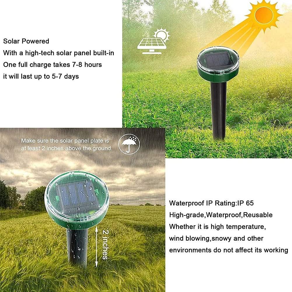 4 шт., репеллент от кротов на солнечной энергии, открытый сад, двор, водонепроницаемый ультразвуковой отпугиватель насекомых