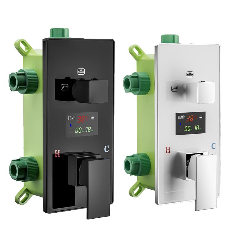 Высокотехнологичный цифровой настенный смеситель для душа с двумя или тремя выходами черного или хромированного цвета, управление клапаном с дисплеем, смеситель для душа