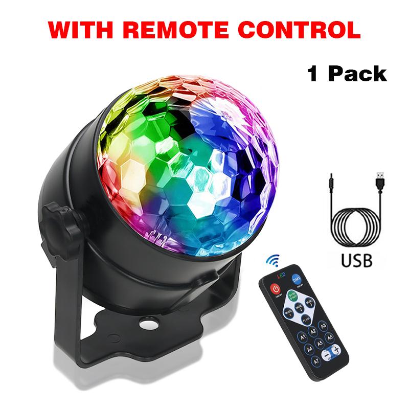RGB Мигающий Диско-Шар, Светодиодный Сценический Прожектор с Вращающимися Эффектами, Декор для Рождества, Хэллоуина, Караоке, Свадьбы, Дня Рождения