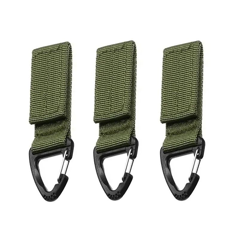 3pcs Tactical Hanging Buckle Nylon Molle Backpack Belt Buckle D-Shaped Outdoor Carabiner EDC Keychain Hook